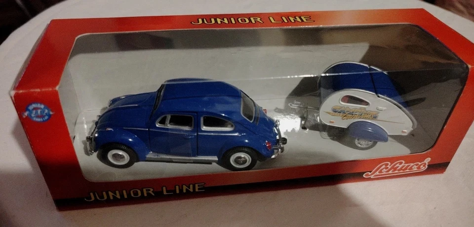SCHUCO-VOLKSWAGEN BEETLE Con Roulotte - Modellino Auto Junior Line -Scala 1:43 - Immagine 4 di 4
