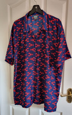 3XL MENS BLUE & RED LOBSTER SHORT SLEEVE SHIRT BY ALOHA XXXL
