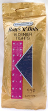 Sainsburys 1990s Vintage Bows 'n' Dots 15 Denier Tights Sapphire Blue to 42" Hip