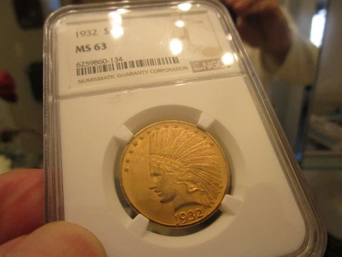 GOLD - 1932 INDIAN HEAD EAGLE NGC MS-63  1/2 OZ  VERY NICE EYE APPEAL FOR  A 63