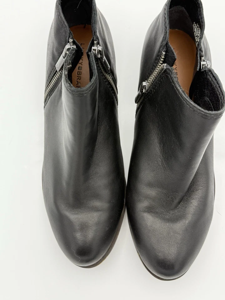 Botines al tobillo Lucky Brand 7,5 W Basel Western tacón bloque cremallera lateral negros 1432e Foto 4 de 4