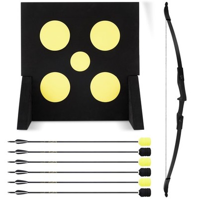 Bow and Arrow Set 8 Pcs Archery Bow Game Set with 6 Foam Tipped Arrows & 1 Po...
