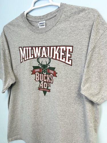 Vintage Y2K 2008 NBA Milwaukee Bucks 40th Anniversary Promo Tee T Shirt XL Gray - Picture 9 of 17