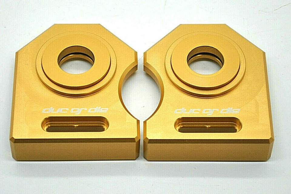 NUEVO Ducati 888 Monster 600 750 900 AJUSTADOR DE CADENA PLACAS LATERALES JUEGO Tensor dorado Foto 2 de 4