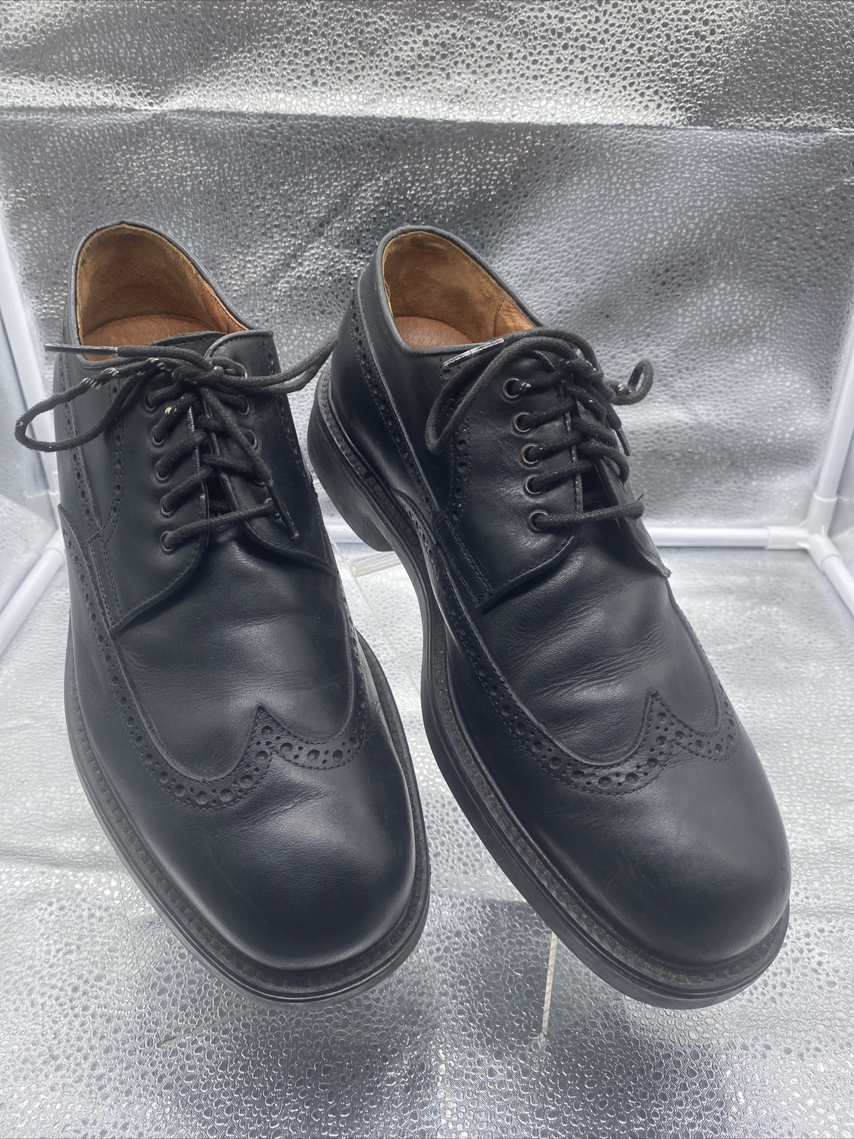 SAOLA Johnston & Murphy Oxford uomo punta alare in pelle nera taglia 10 0845b spedizione gratuita!