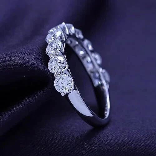 0.50 Ct Round Cut Lab Grown Diamond Wedding Band Stacking Ring 14k White Gold - Image 2 of 4