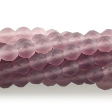 Light Amethyst Purple Matte- 25 8mm Faceted Round Czech Glass Fire Polish Beads