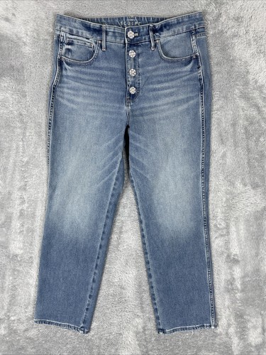 WHBM Jeans Women's 12 Blue The Sculpt Straight Leg Rhinestone Accents High Rise