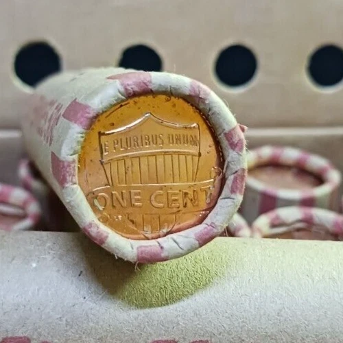 2014(P) OBW BU Roll of Lincoln Shield Coins from fresh cut bank box
