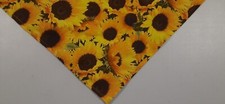 Buster Brown Dog Bandana, Sunflowers, Yellow, Tie On, Slide On, Large