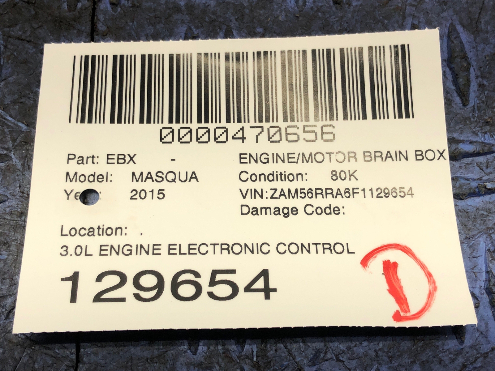 2014-2021 MASERATI QUATTROPORTE 3.0L ENGINE ELECTRONIC CONTROL MODULE 670031516