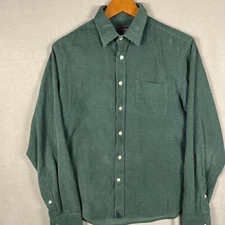 Untuckit Men's Coppola Green Corduroy Button Front Collared Shirt Small
