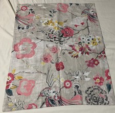 Floral Pillow Sham Light Gray Floral Hummingbird Linen Viscose 29x24 Unbranded