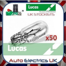 50 x 501 LUCAS SIDE LIGHT NUMBER PLATE PUSH IN CAR BULB CAPLESS 12V 5W LLB501
