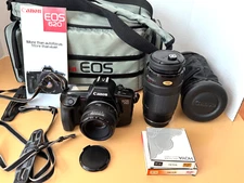 Canon EOS 620 Autofocus 35mm DSLR Camera with/ 2 Lenses Filters Flash Bag works