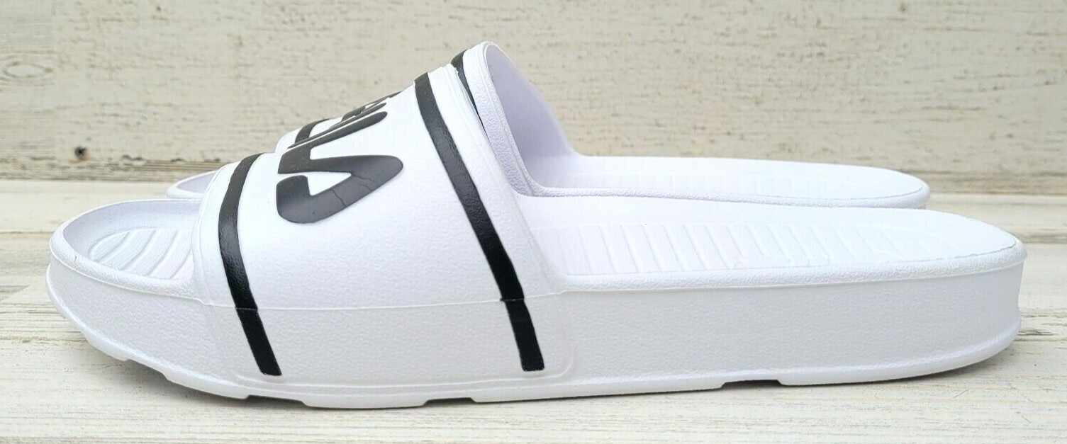 SLIDES SANDALI ELEGANTI IN EUC FILA DA DONNA BIANCHI LETTERE NERE TAGLIA 7