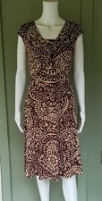 JONES NEW YORK Brown Cream Print Slinky Dress 4 Stretch