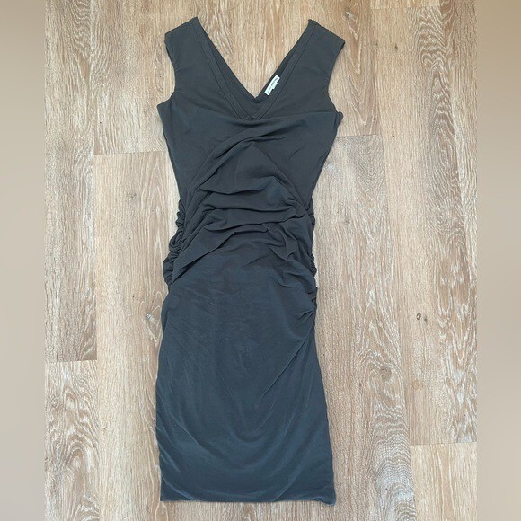 James Perse Grey Sleeveless Ruched Bodycon Dress Size