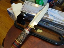 A BRAND NEW 2021 CHIPAWAY CUTLERY 12" BROWN BONE HANDLE CARVED 440 GERMAN S.S. 