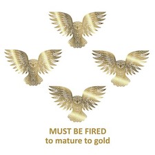 Celestial Owl 4 pcs 2 Inch 22k Gold Fused Glass Decals