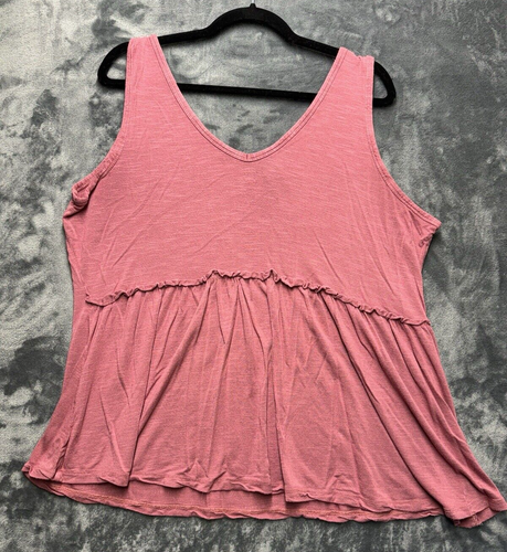 Rue 21 Babydoll Tank Top Womens 1X Mauve/Pink Plus Size Pleated