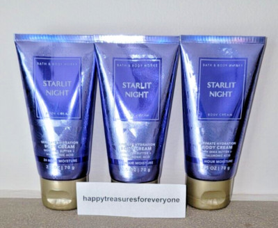 3 Bath & Body Works Starlit Night Body Cream Travel Size 2.5 oz each
