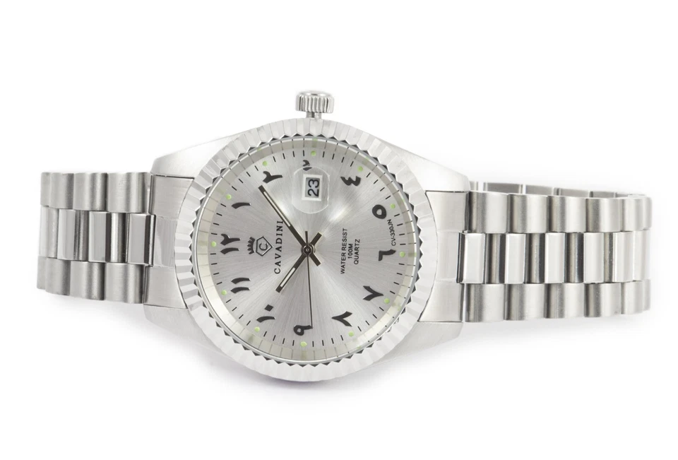 CAVADINI Herrenuhr CV-330JN Datum Edelstahl Indisch-Arabische Zahlen silber - Bild 4 von 4