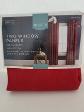 NEW HOME Tab Panel Drape Curtain 42"x84 Set of 2 Panels Red 100 Cotton