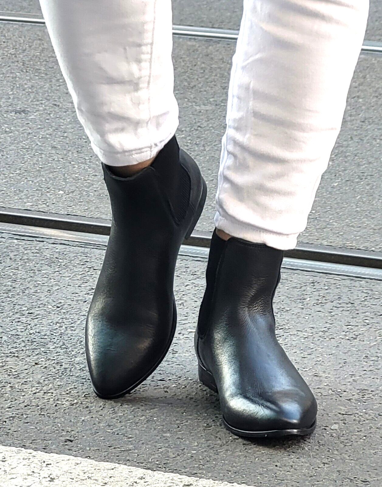 Rebecca White Stiefelette schwarz XY03R-3 Echtleder Damen Chelsea