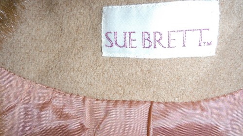 Stunning Sue Brett Womens SZ Large VTG Long Wool Faux Fur Trim Lined Coat Great - Picture 2 of 11