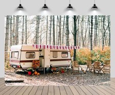 7ftx5ft Autumn Camp Backdrop Camper Van Pine Forest Fall Season Hiking Woods ...