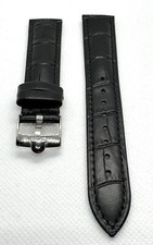 New Genuine Leather Gents Watch Strap 18mm/19mm/20mm for OMEGA, BLACK " SILVER .