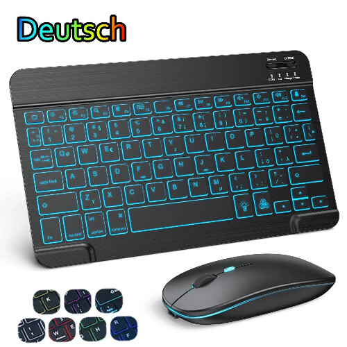 RGB Backlight Bluetooth Keyboard iPad Samsung Tablet Laptop - Picture 7 of 26