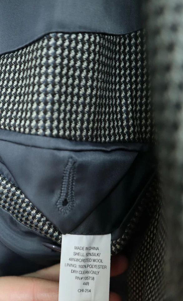 CHAQUETA BLAZER TEJIDA MARRÓN Y GRIS ABRIGO DEPORTIVO - ALAN FLUSSER - LANA SEDA - 44R Foto 3 de 4