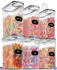 PRAKI 6-Piece Airtight Food Storage Container Set - 4L Leak-Proof Canisters,