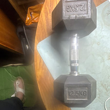 12.5 kg Hex Dumbbell Fixed Weight Set of two, Black/Silver Cast Iron & Steel