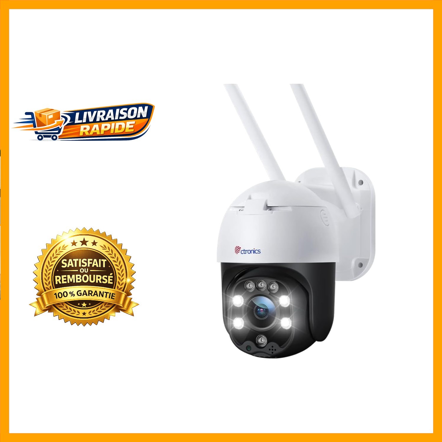 Caméra de surveillance WiFi pour jardin et entrée de maison étanche Ctronics