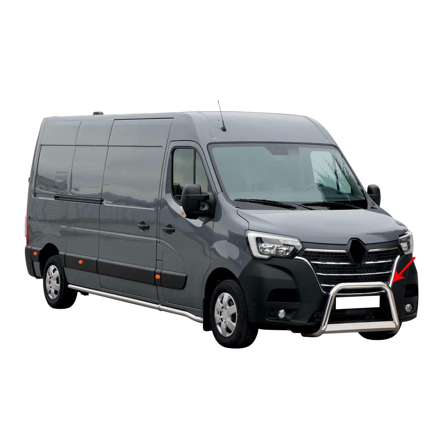 Pare-buffle en acier haut de gamme pour Renault Master 2019-2023 finition gris métallisé