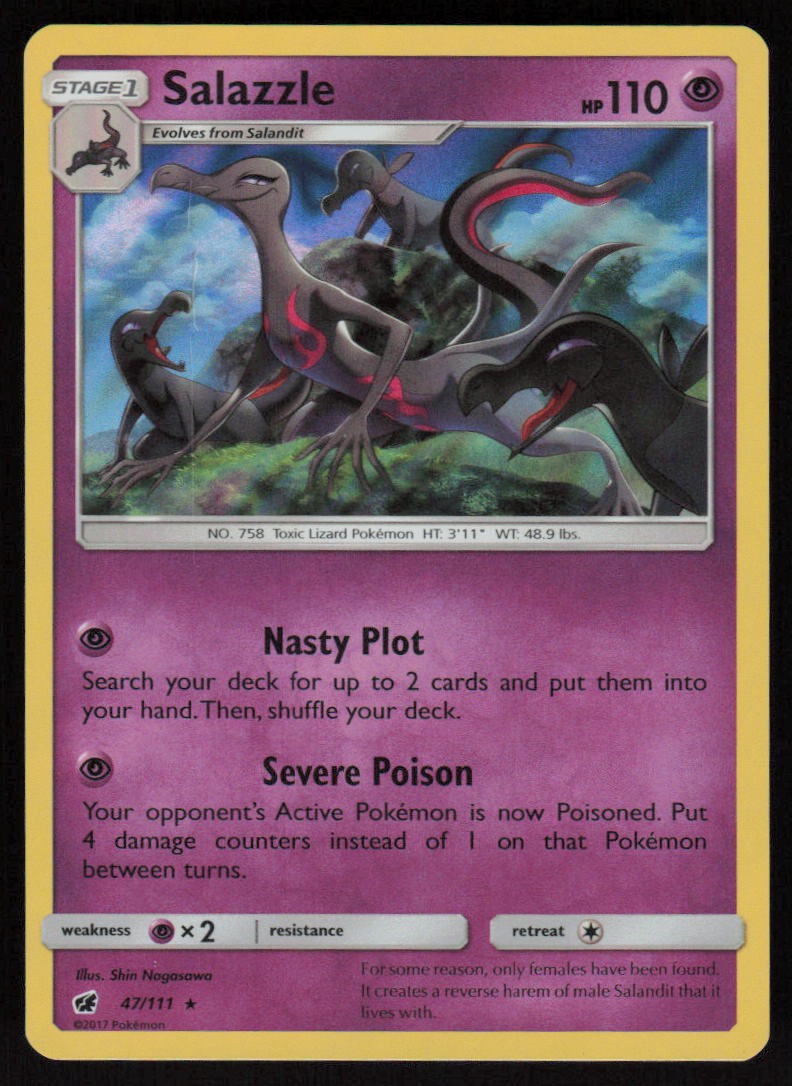 Salazzle 47/111 Reverse Holo : SM - Crimson Invasion Pokemon TCG Near Mint