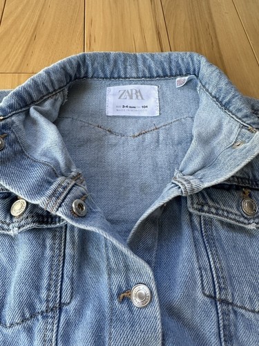 ZARA SIZE 3-4 YEARS GIRLS DENIM JACKET SNAP CLOSURE HEART THEME - Picture 6 of 11