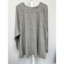 J.Jill Women's Gray Ribbed Knit Pullover Tunic Top Plus Size 4X Oversized
