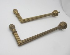 Vintage Brass Tie Backs Old Hooks Cord Hangers Curtain Window Blind 6"D