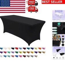 8FT Black Spandex Fitted Table Cover   Elegant, Stretchable,  Reusable