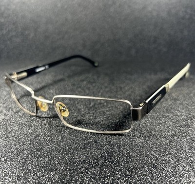 Carrera Eyeglasses CA7550 Brushed Metal Black Rectangle 51-18 135 Nice Authentic
