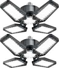 Garage Light 2 Pack 120W, 12000LM LED Lights for Garage with 4 1 Deformable Pane