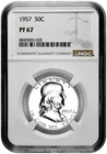1957 50C Proof Silver Franklin Half Dollar NGC Graded PF 67 White Coin