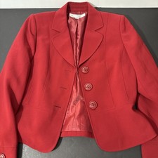 Tahari Arthur S Levine 6 Deep Red Blazer Jacket Career Office Suit Burgundy EUC