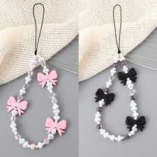 Simple Cute Bow Beaded Phone Chain Delicate Keychain Sweet Bag Decoration Gifts