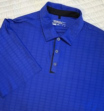 Nike Golf Tour Performance Mens XL Blue Dri Fit Geometric Pattern Polo Shirt