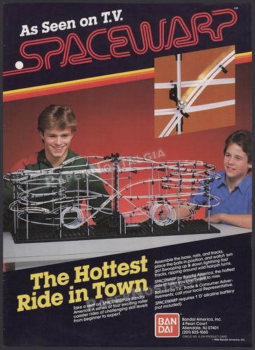 SPACEWARP - Original 1986 Trade AD / poster / Bandai _ Marble Roller Coaster ad